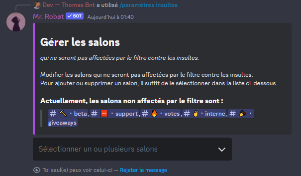 Mr. Robøt : Paramétrer les rôles